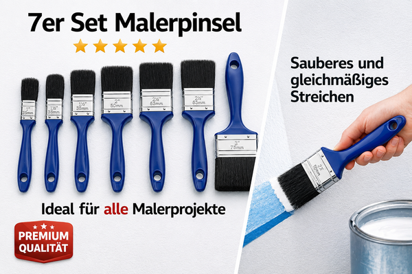 Malerpinsel, Lackierpinsel, Lasurpinsel, Pinsel Set Flachpinsel Satz 7 tlg.