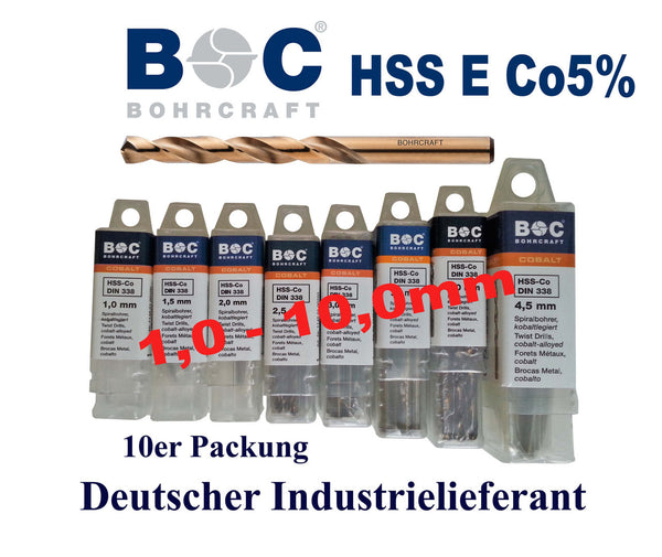 einzelne 1 - 10mm Metallbohrer Edelstahl Bohrer Cobalt Spiralbohrer HSS E Co5 /V2A BC