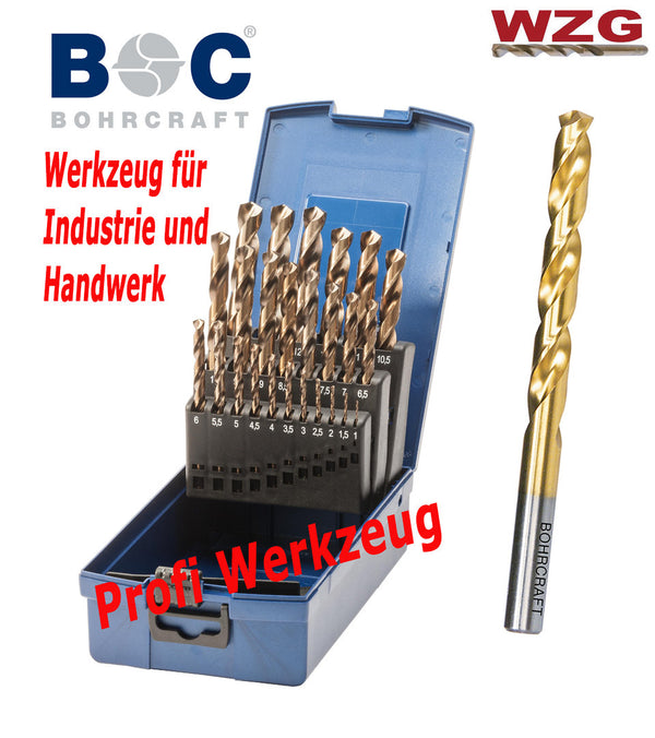 Bohrer Set Satz Metallbohrer Spiralbohrer Titan-nitrierte HSS G Set 25-tlg.BOC