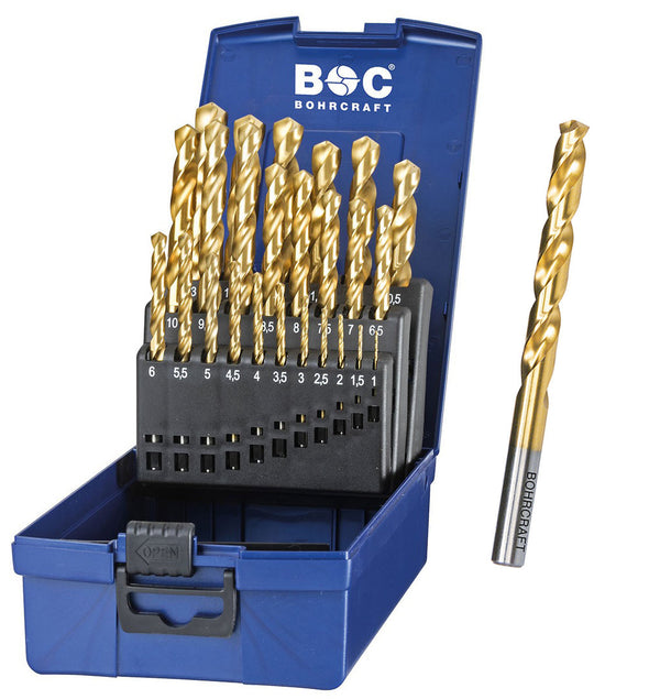 Bohrer Set Satz Metallbohrer Spiralbohrer Titan-nitrierte HSS G Set 25-tlg.BOC