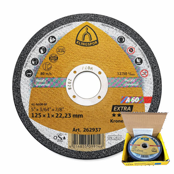 10 Stück Klingspor Trennscheiben Ø 125 x 1mm A60 Extra INOX Trennscheibe Metall für Flex