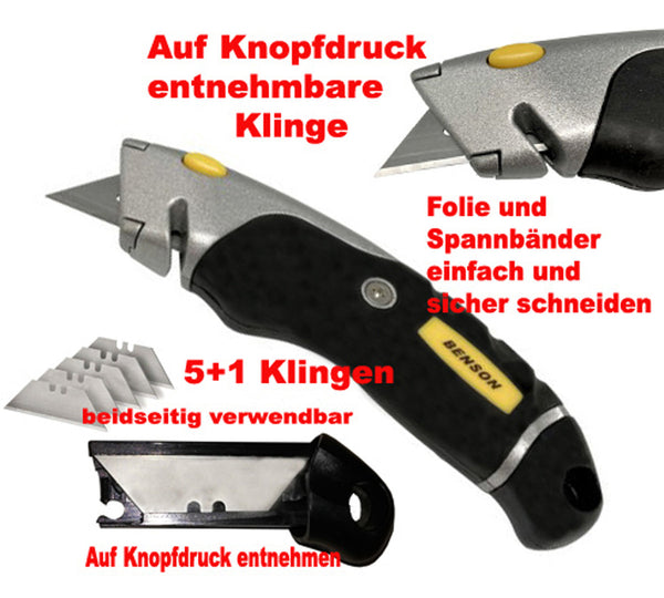 Trapetzklingen Messer Cuttermesser Allzweckmesser mit 5 Ersatzklingen Trockenbau