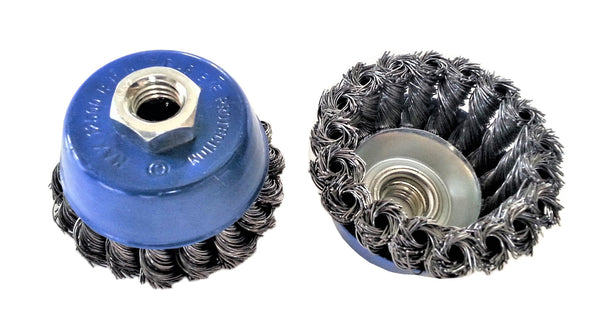 2x Profi Topfbürste gezopft M14 Flex Topf Drahtbürste Zopfbürste Ø75mm