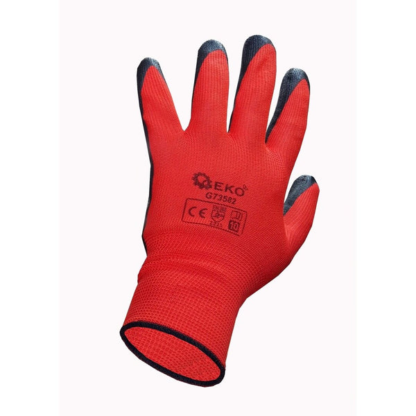 12 Paar Arbeitshandschuhe Montagehandschuhe Garten Latex rot Größe 10 G73582