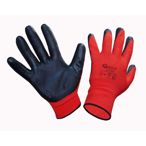 12 Paar Arbeitshandschuhe Montagehandschuhe Garten Latex rot Größe 10 G73582