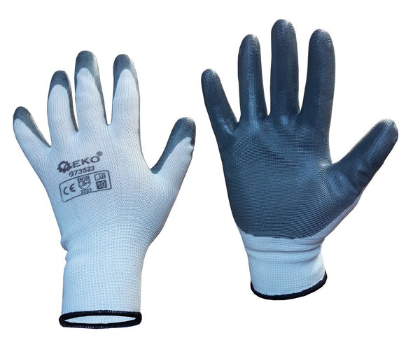 2 bis 72 Paar Arbeitshandschuhe Montagehandschuhe Garten Latex grau / weis Größe 10