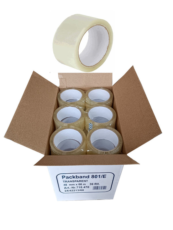 3-36 St. Klebeband Transparent 48mm x66m Packband Paketband Paketklebeband Transparent
