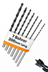 WZG Holzbohrer Set lang 7-teilig 300 mm | extra lange Holzbohrer | Balkenbohrer | 4 - 12mm