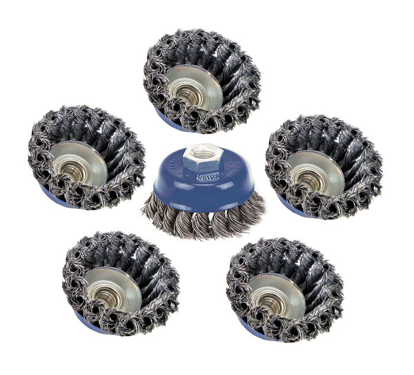 5x Profi Topfbürste gezopft M14 Flex Topf Drahtbürste Zopfbürste Ø75mm