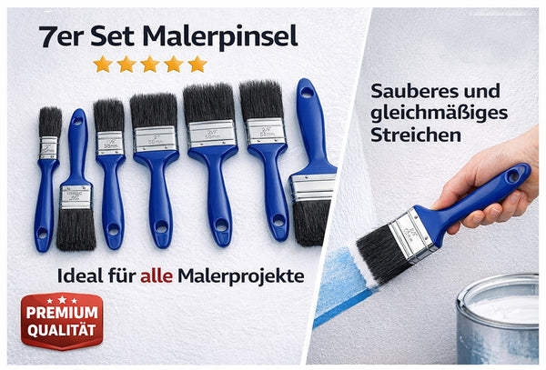 Malerpinsel, Lackierpinsel, Lasurpinsel, Pinsel Set Flachpinsel Satz 7 tlg.