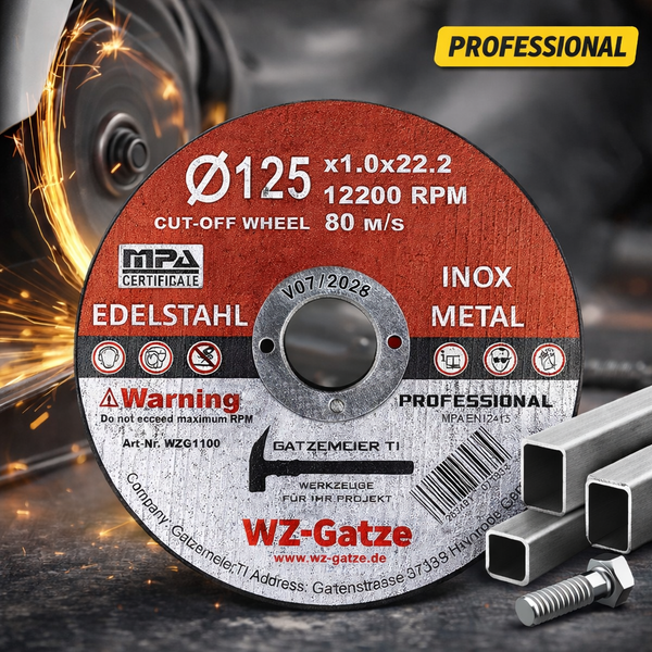 25 Stück Trennscheiben 1,0mm dünn 125mm Ø Profi für Edelstahl/Stahl/Kunststoff von WZG