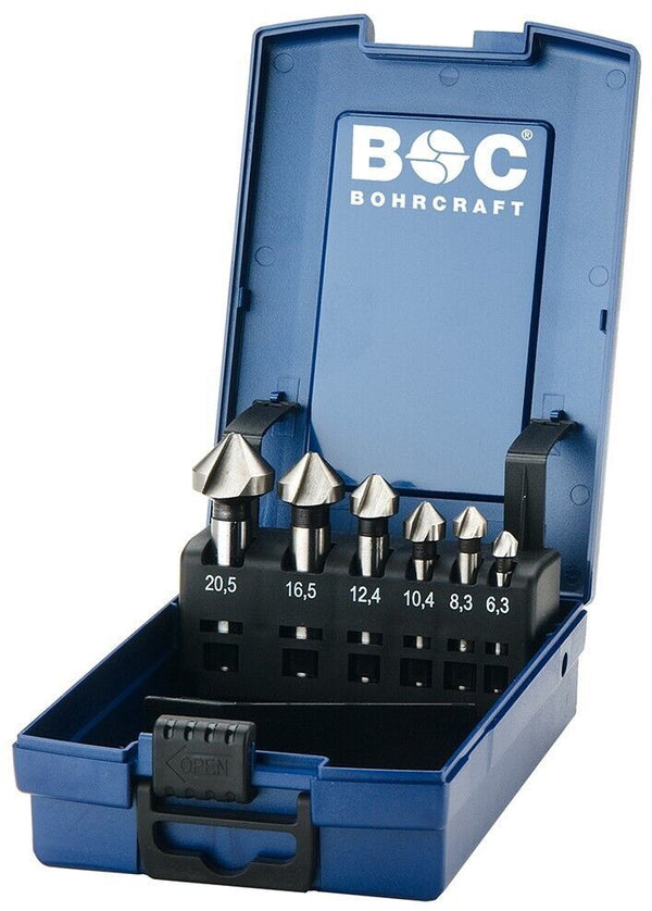 BOHRCRAFT Kegelsenker-Satz DIN335C HSS Co5 Z=3, 6-tlg. i.Kunststoffkassette