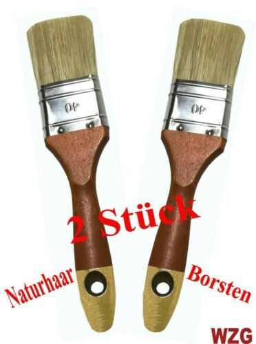 2 St. 40mm Profi Flach Pinsel Malerpinsel Farbpinsel Lasurpinsel Naturhaarmischung